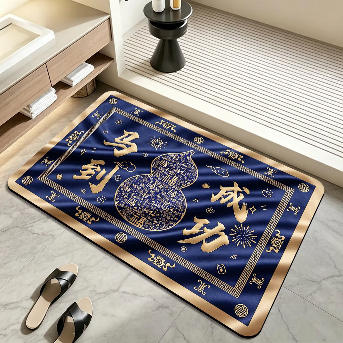 Diatomaceous Earth Bath Mat, 3D Visual Effect, Quick-Drying, Non-Slip, Absorbent Bathroom Floor Mat