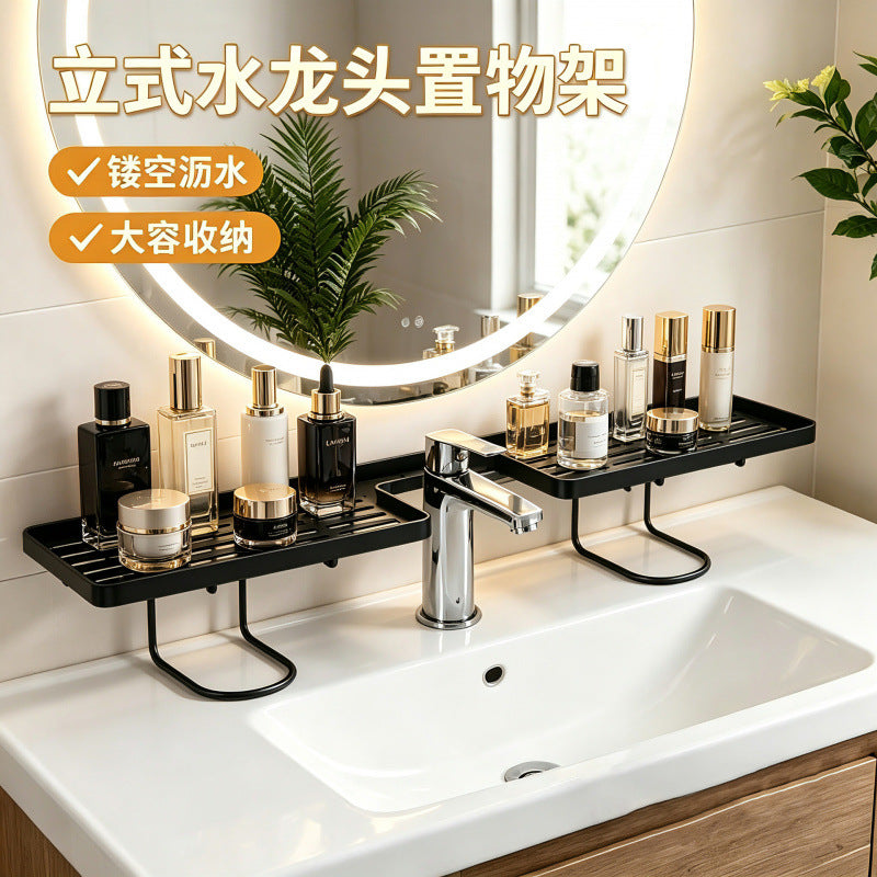 Luxury Bathroom Vanity Shelf Wall-Mounted Faucet Sink Organizer