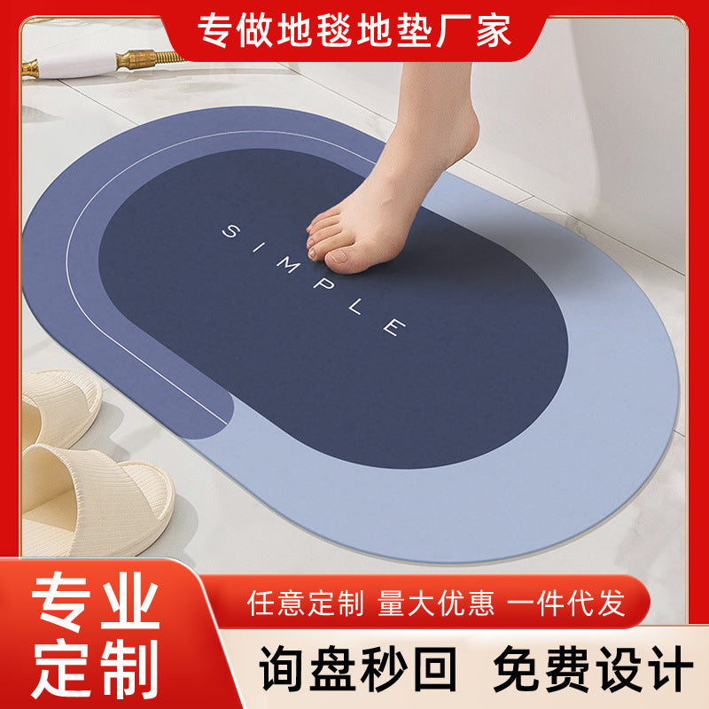 Diatomaceous Earth Soft Bath Mat for Bathroom Kitchen Absorbent Non-Slip Floor Mat