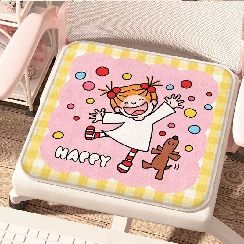 Cute Cartoon Plush Seat Cushion for Office, Bedroom, or Dormitory Chairs