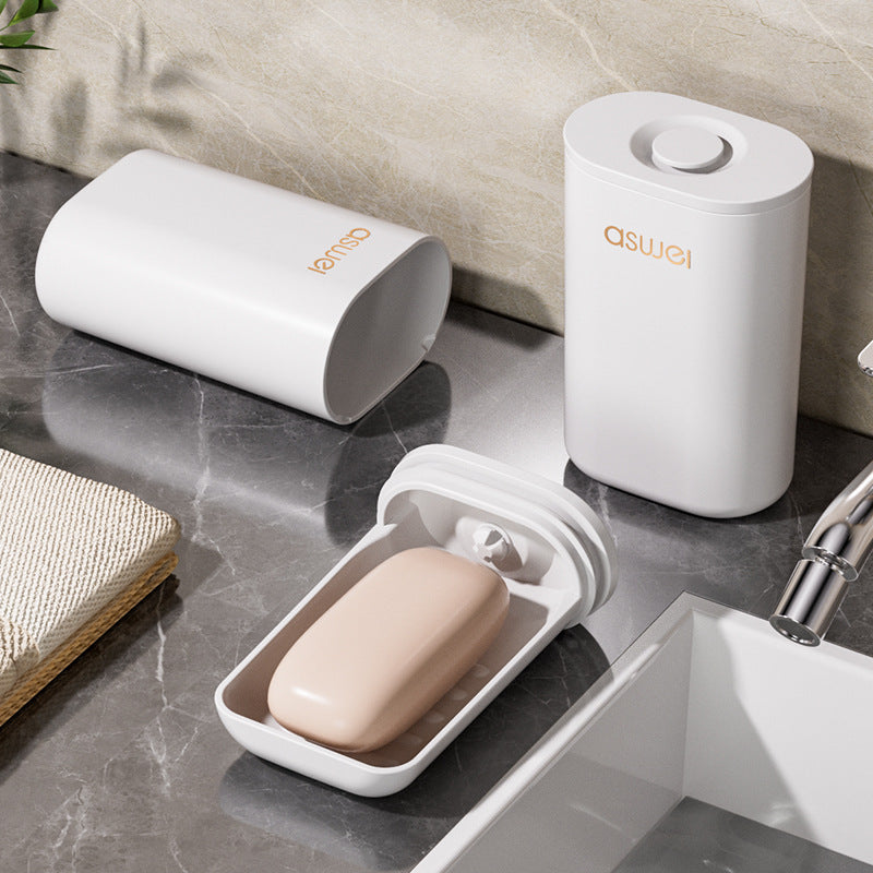 Portable Soap Dish with Lid for Travel and Home Use, Leak-Proof and Drainable