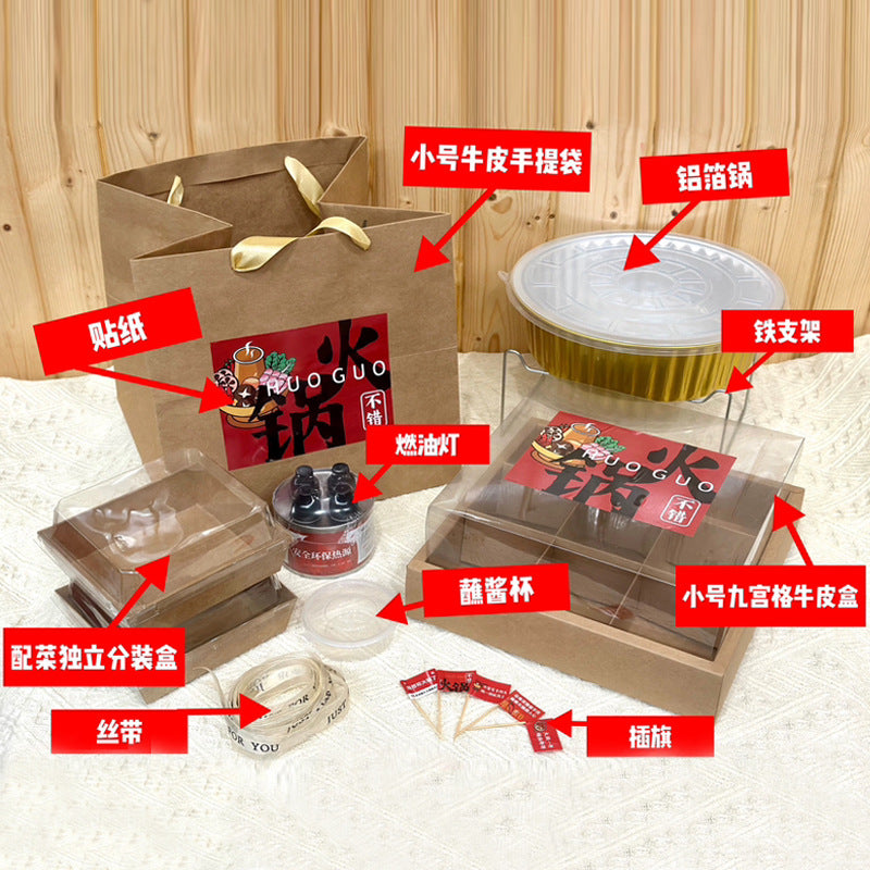 Disposable Picnic Compartment Set with Fruit Platter and Hot Pot Takeaway Boxes