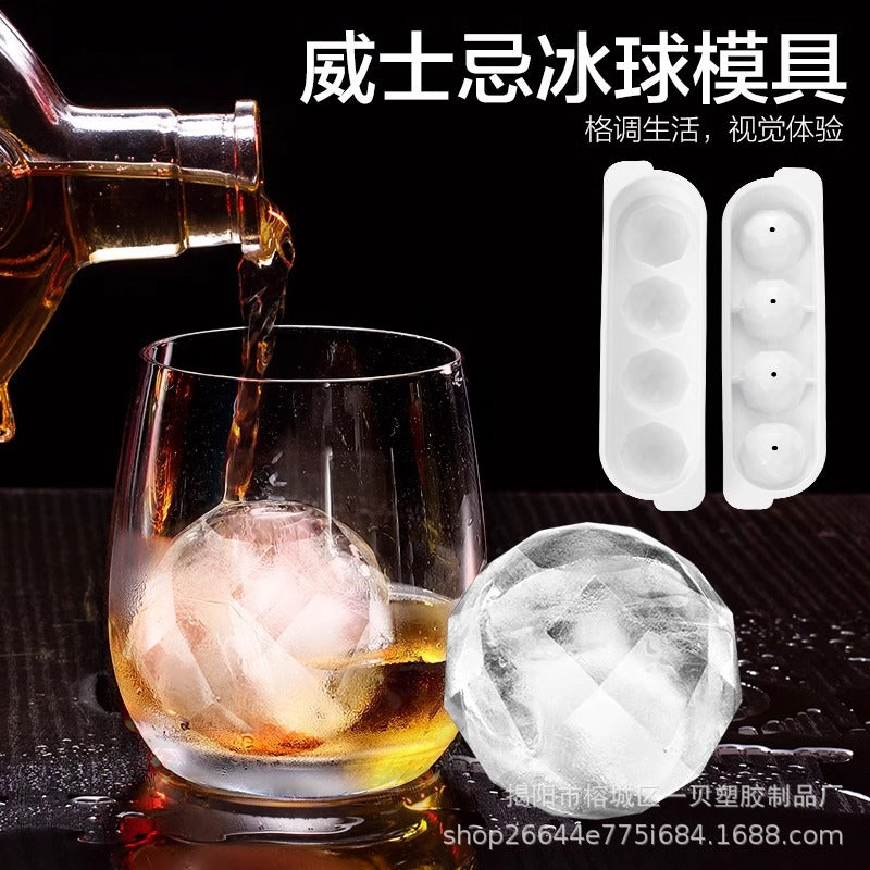Silicone Ice Ball Maker Mold for Whiskey and Cocktails, Large Spherical Ice Cube Tray with Storage Box