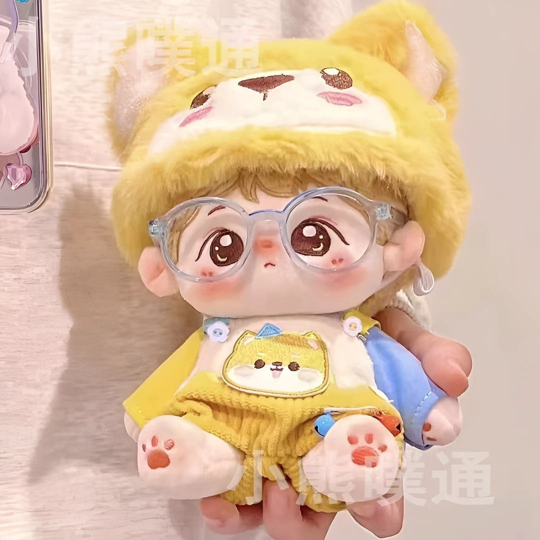 20cm Cotton Doll Clothes Set - Puppy Hood, Overalls & Top for Male/Female Dolls