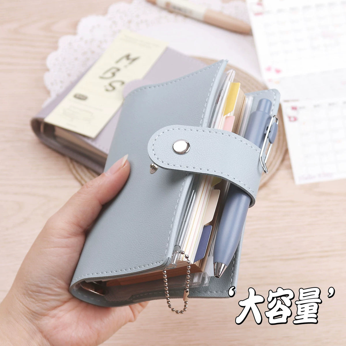 A7 Soft Leatherette Double Snap Button Binder Notebook Cover Retro Mini Portable Pocket Journal