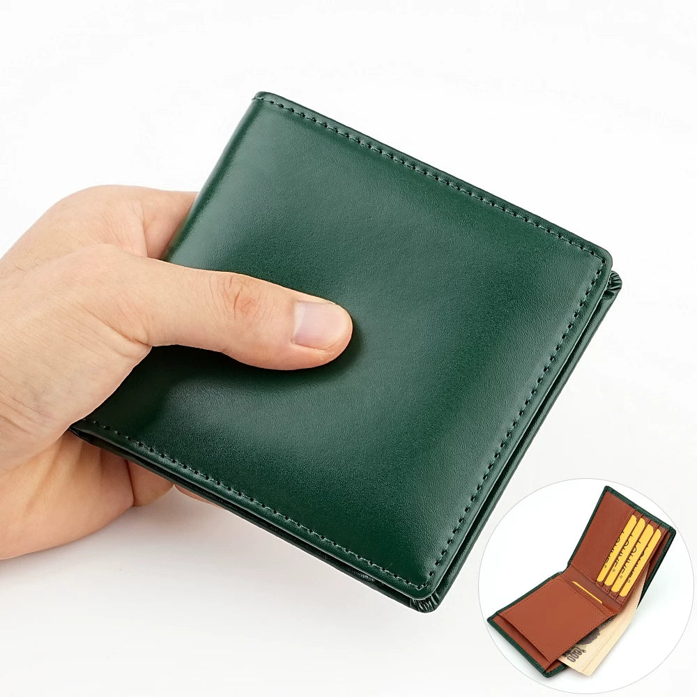 Men's Genuine Leather Bifold Wallet with Box Coin Pocket
