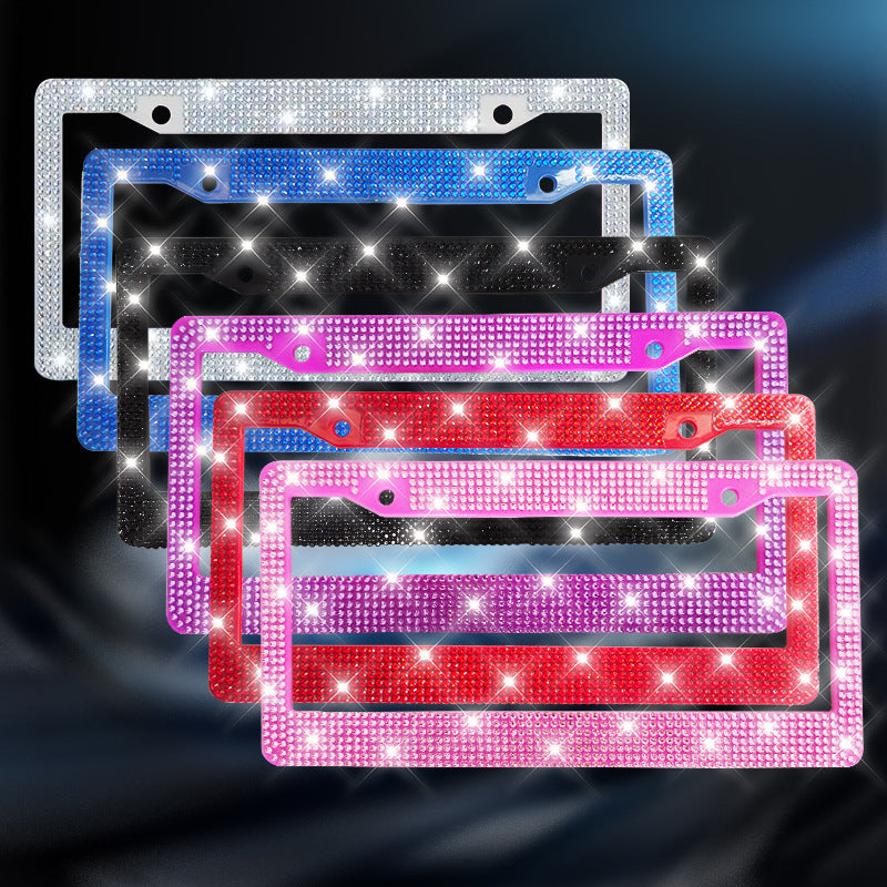 US/Canada/Mexico Universal Rhinestone Car License Plate Frame - Round Hole Plastic Acrylic Diamond License Plate Holder