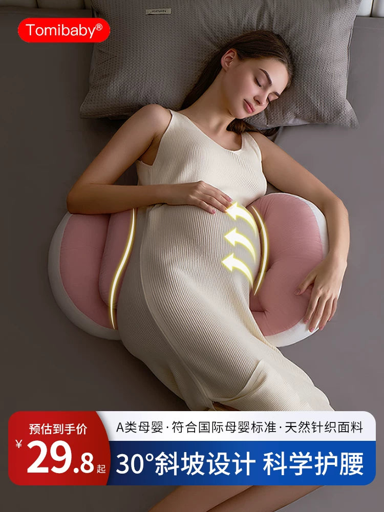 Maternity U-Shaped Pregnancy Pillow for Side Sleeping and Abdominal Support