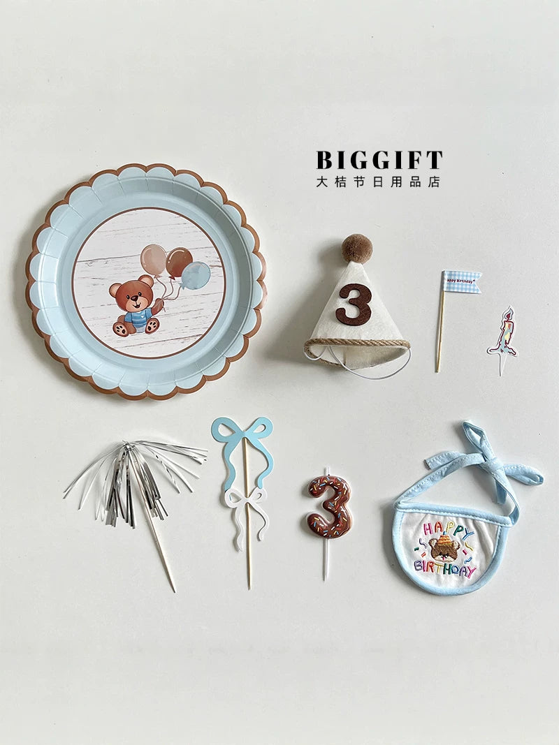 Pet Birthday Party Decoration Set with Felt Hat, Bib, and Cake Topper