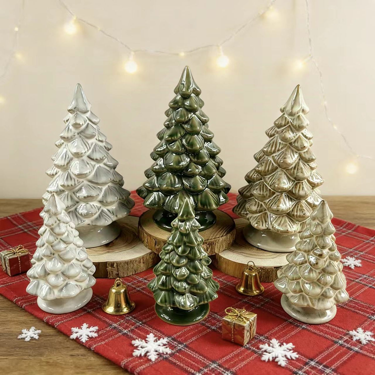 Miniature Ceramic Christmas Tree Figurines for Micro Landscape Decor