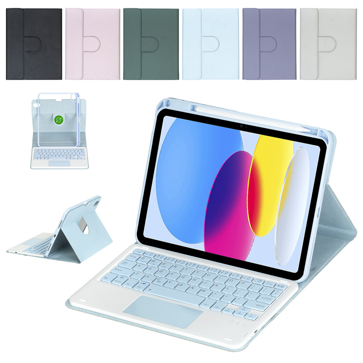Rotating Leather Case with Backlit Bluetooth Keyboard for iPad 10.9" / 11" Models