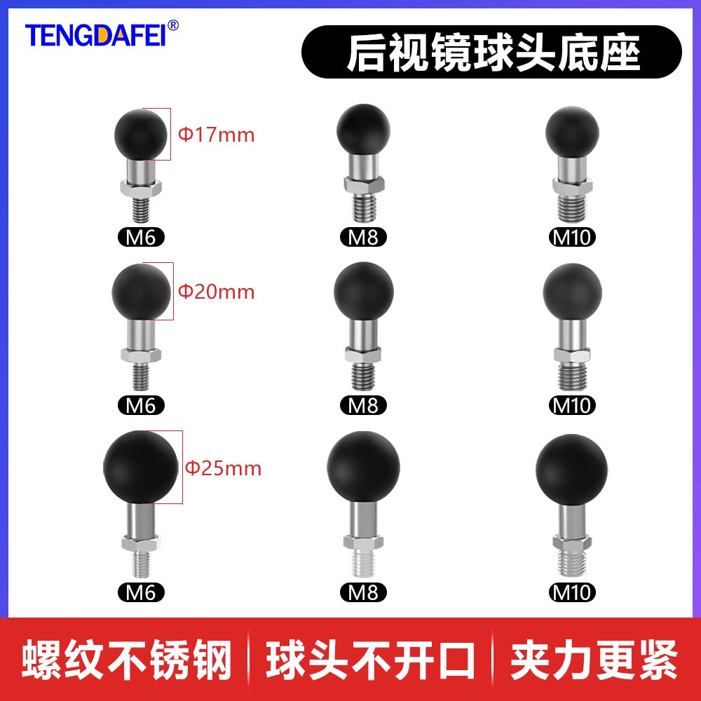Motorcycle Rearview Mirror Ball Head Mount Adapter for M6 M8 M10 Brackets
