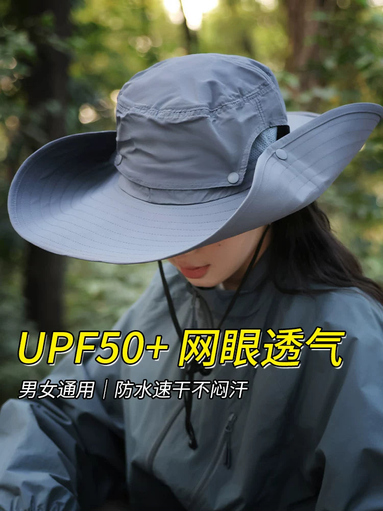 Unisex Wide Brim Cowboy Hat with Detachable Crown for Sun Protection and Outdoor Activities