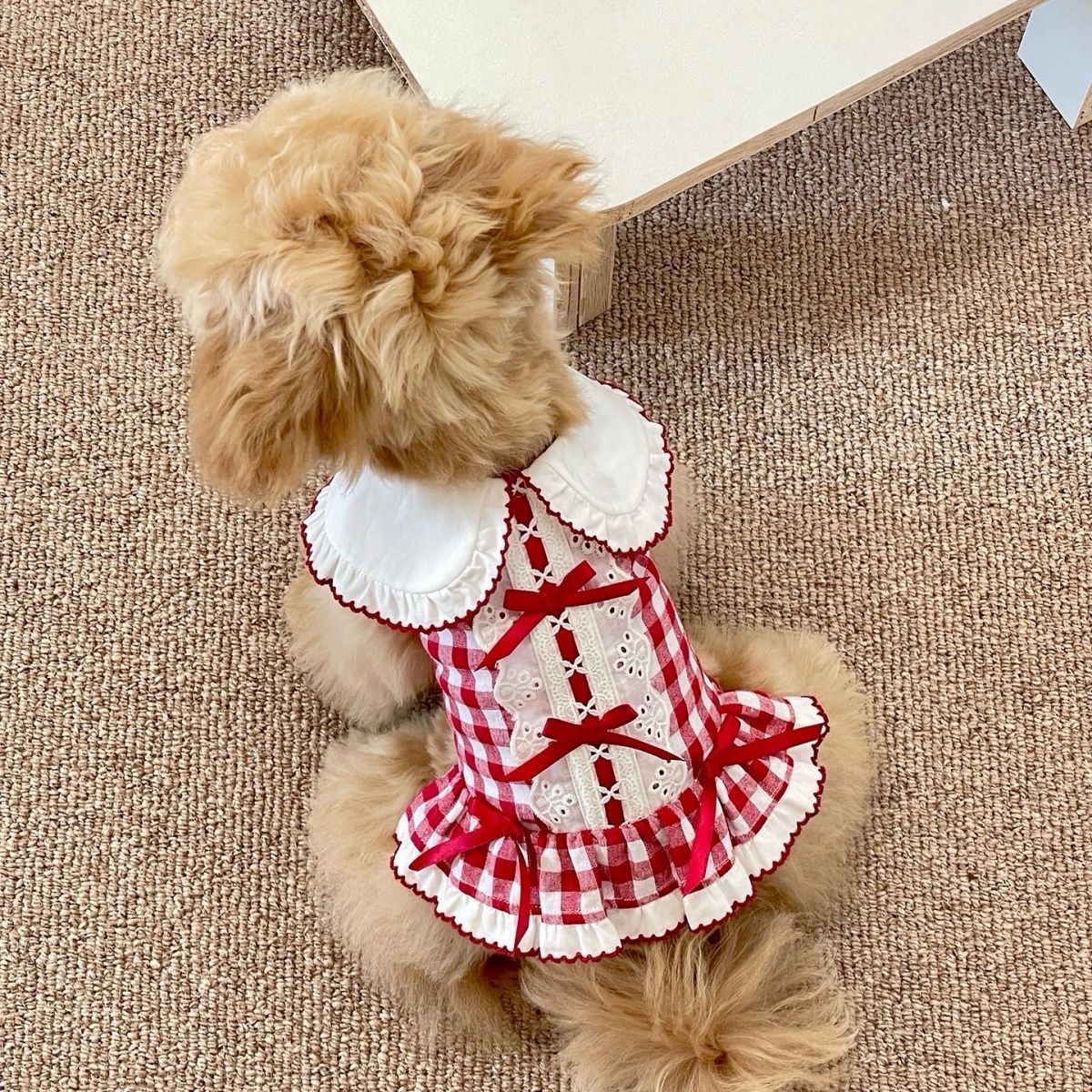 Pet Plaid Dress for Small Dogs and Cats, Lightweight Spring/Summer/Autumn Apparel