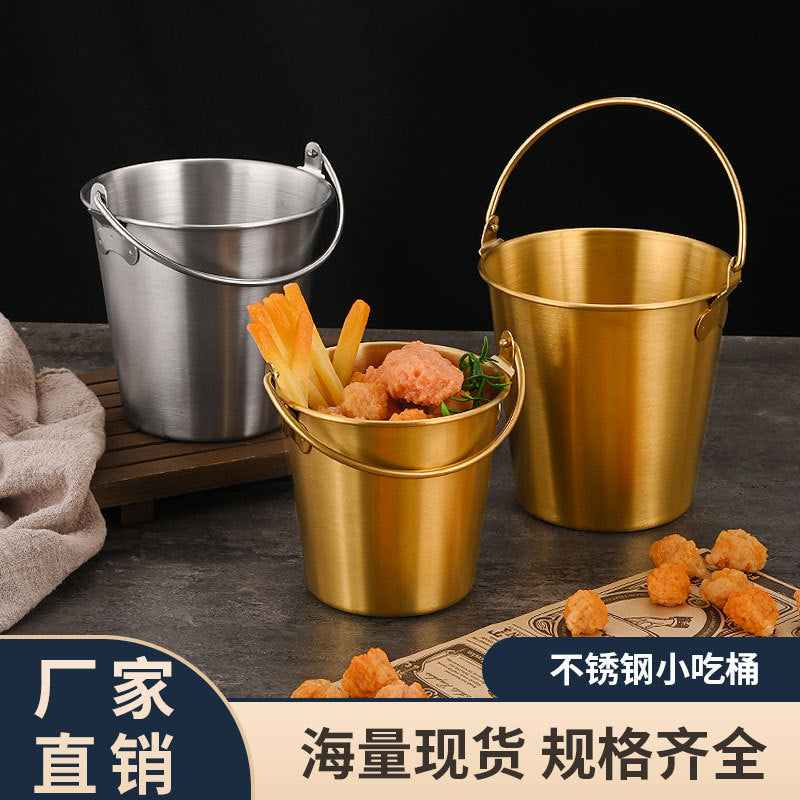 Korean Style 304 Stainless Steel Ice Bucket Snack Fried Chicken Fries Bucket