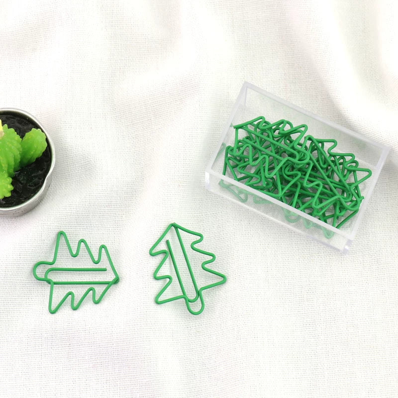 Christmas Tree Shaped Paper Clips, Green Creative Bookmark for Office & School