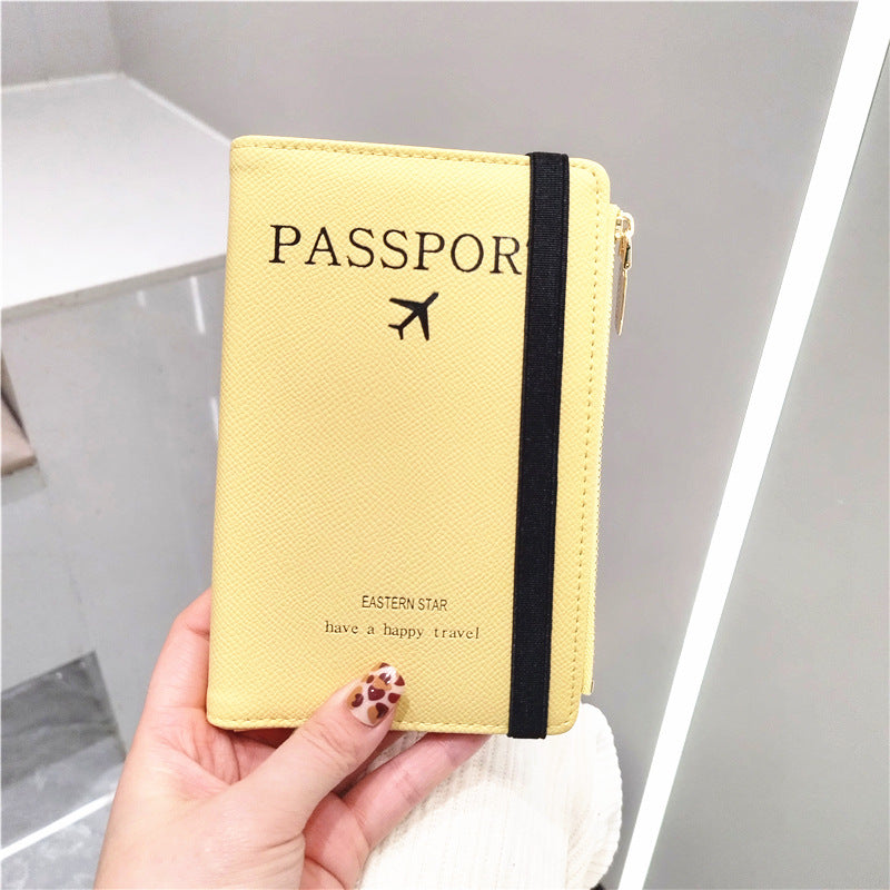 RFID Blocking Passport Holder with Zipper, Solid Color Travel Document Organizer
