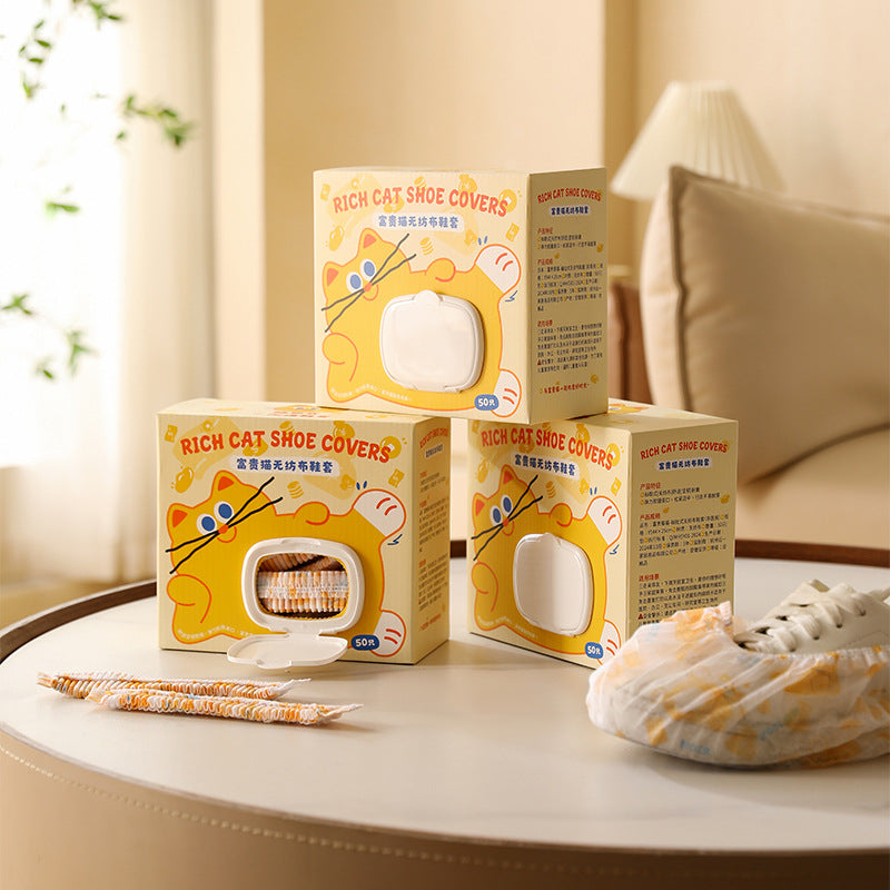 Cartoon Disposable Shoe Covers Wall-Mounted Non-Woven Thickened Anti-Slip for Home Guests