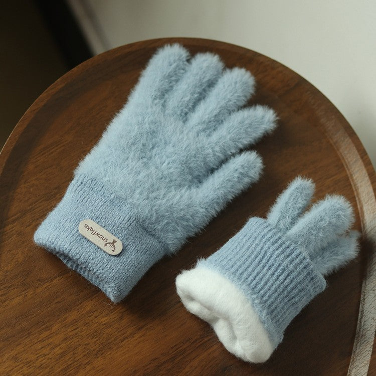 Winter Warm Knitted Full Finger Gloves for Outdoor Cycling and Students