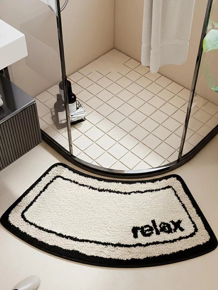 Curved Non-Slip Absorbent Bathroom Mat for Shower and Toilet