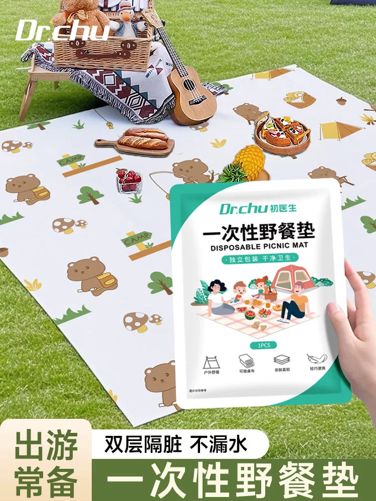 Disposable Outdoor Picnic Blanket Beach Mat - Thickened, Waterproof & Moisture-Proof for Camping, Festivals, and Travel