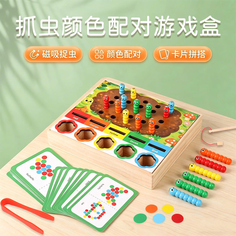 Magnetic Worm Catching Color Matching Game for Kids