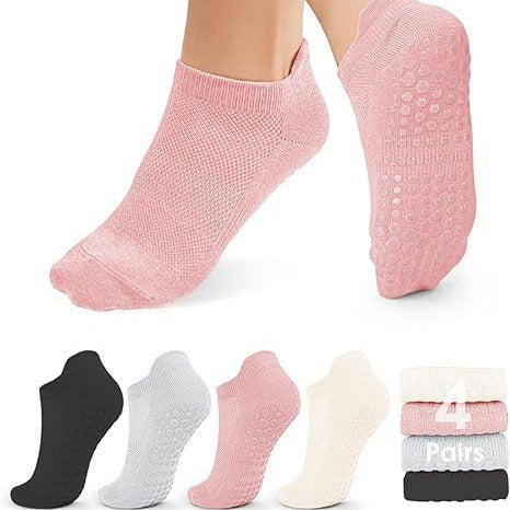 Non-Slip Yoga Pilates Socks for Women, Low Cut Breathable Fitness Grip Socks