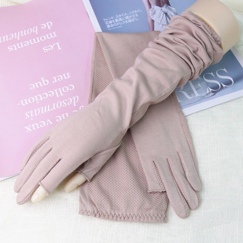 Women's Summer UV Protection Cotton Driving Gloves with Two-Finger Design