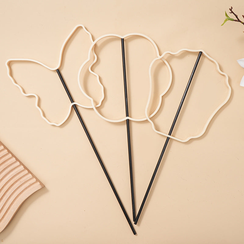 Chinese Style DIY Handheld Fan Frame Kit with ABS Ribs and Black Handle