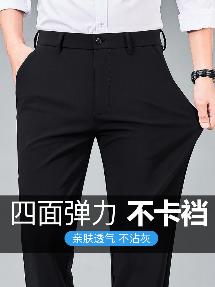 Men's Casual Straight-Leg Suit Pants Summer Thin Business Trousers