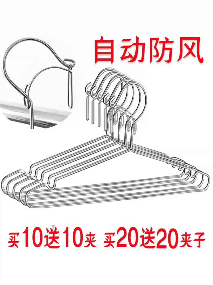 Automatic Buckle Windproof Clothes Hangers, Heavy-Duty Anti-Slip Drying Rack for Outdoor Use