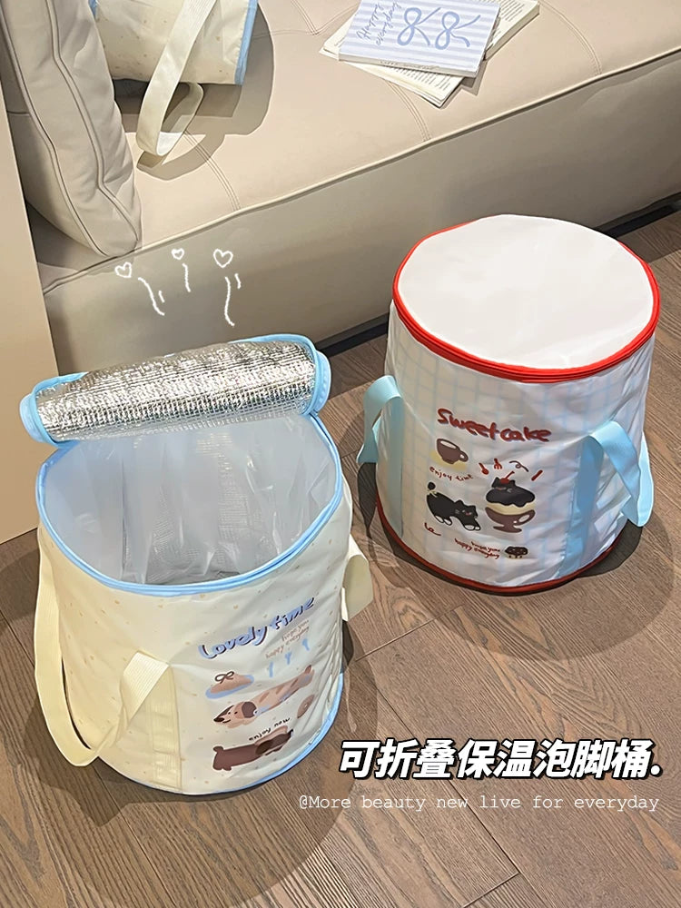 Foldable Foot Bath Tub with Lid, Portable Insulated Foot Soaking Basin for Home and Travel, Deep Design Over Calf