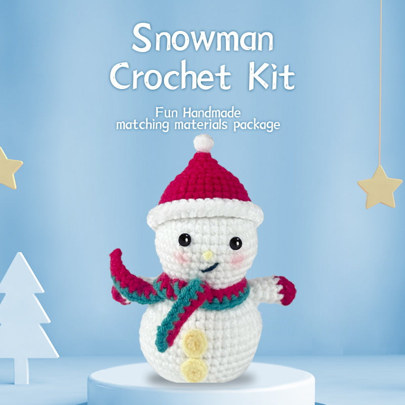 Christmas Snowman Crochet Kit DIY Handmade Doll Knitting Material Pack with English Video Tutorial