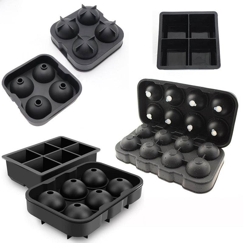 Silicone Ice Cube Tray Molds for Spheres and Cubes, 4/6/8 Cavities, with/without Lid
