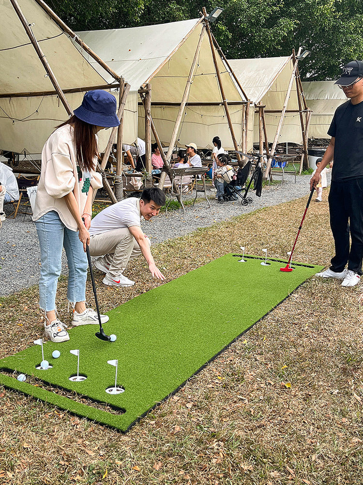 Indoor Golf Putting Green Practice Mat Set for Home and Office - Portable Golf Training Aid