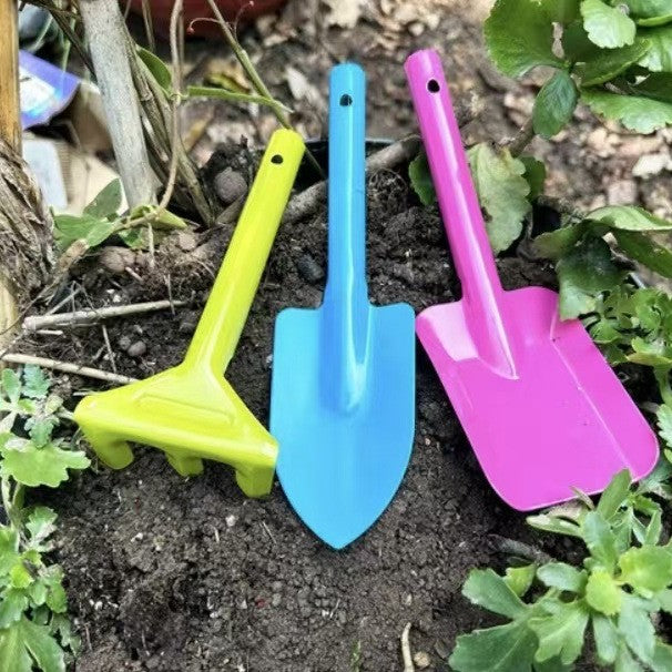 Kids Outdoor Gardening Tool Set - Mini Shovel, Rake, and Spade for Planting, Beach, and Potted Plants