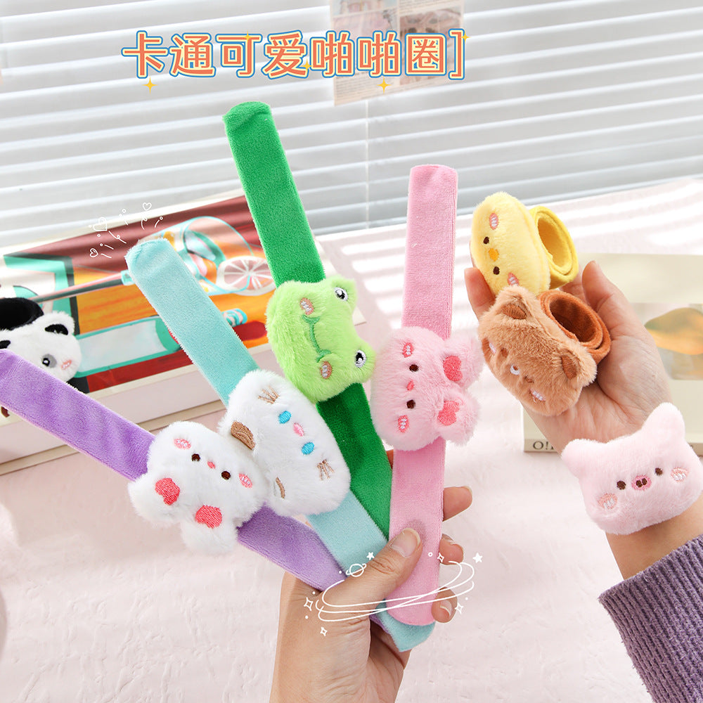 Cartoon Plush Animal Snap Bracelet for Kids - DIY Decorative Wristband Toy