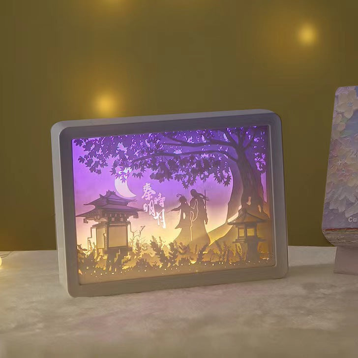 Creative 3D Paper Carving LED Night Light with Mirror, DIY Material Kit for Valentine's Day, Birthdays, and Gifts