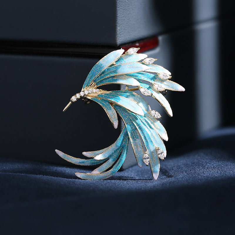 Chinese Style Phoenix Brooch Cheongsam Dress Accessory Elegant Feather Pin