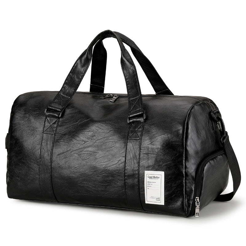 PU Leather Travel Duffel Bag with Shoe Compartment and Wet Pocket for Gym Sports Business Trip