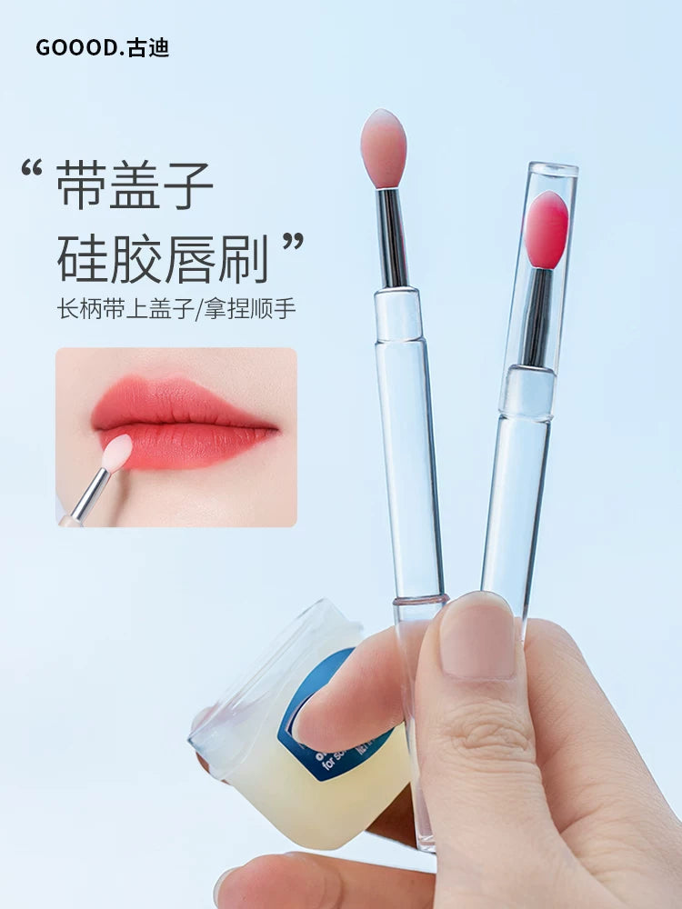 Gudi Portable Silicone Lip Brush with Cap for Lip Mask, Balm, and Lipstick Application