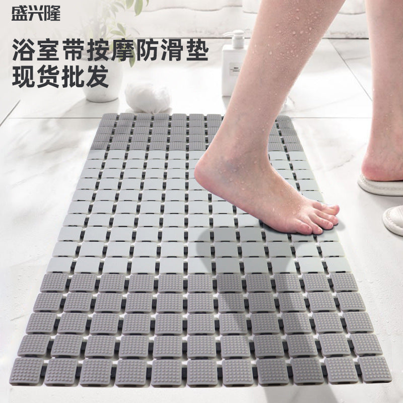 Non-Slip Shower Mat with Suction Cups, PP+TPE Bathroom Floor Mat, Quick-Drying Drain Mat for Bathtub and Shower