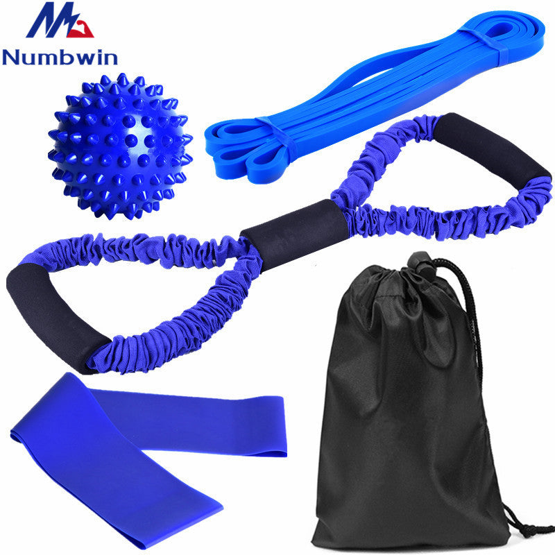 Resistance Band Set with Fabric Loop Bands, Figure-8 Exerciser, and Massage Ball for Yoga & Fitness