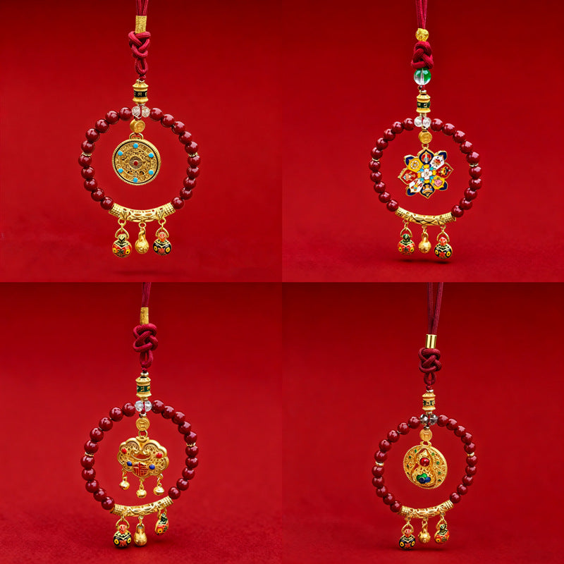 Cinnabar Car Hanging Ornament for Good Fortune and Safety