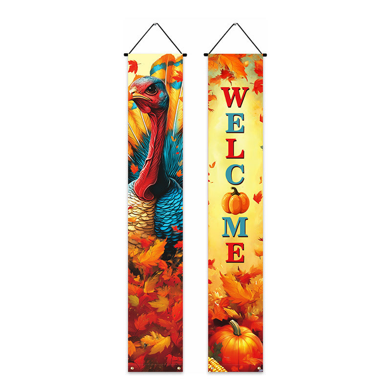 Thanksgiving Welcome Porch Sign Banner for Holiday Party Outdoor Decor