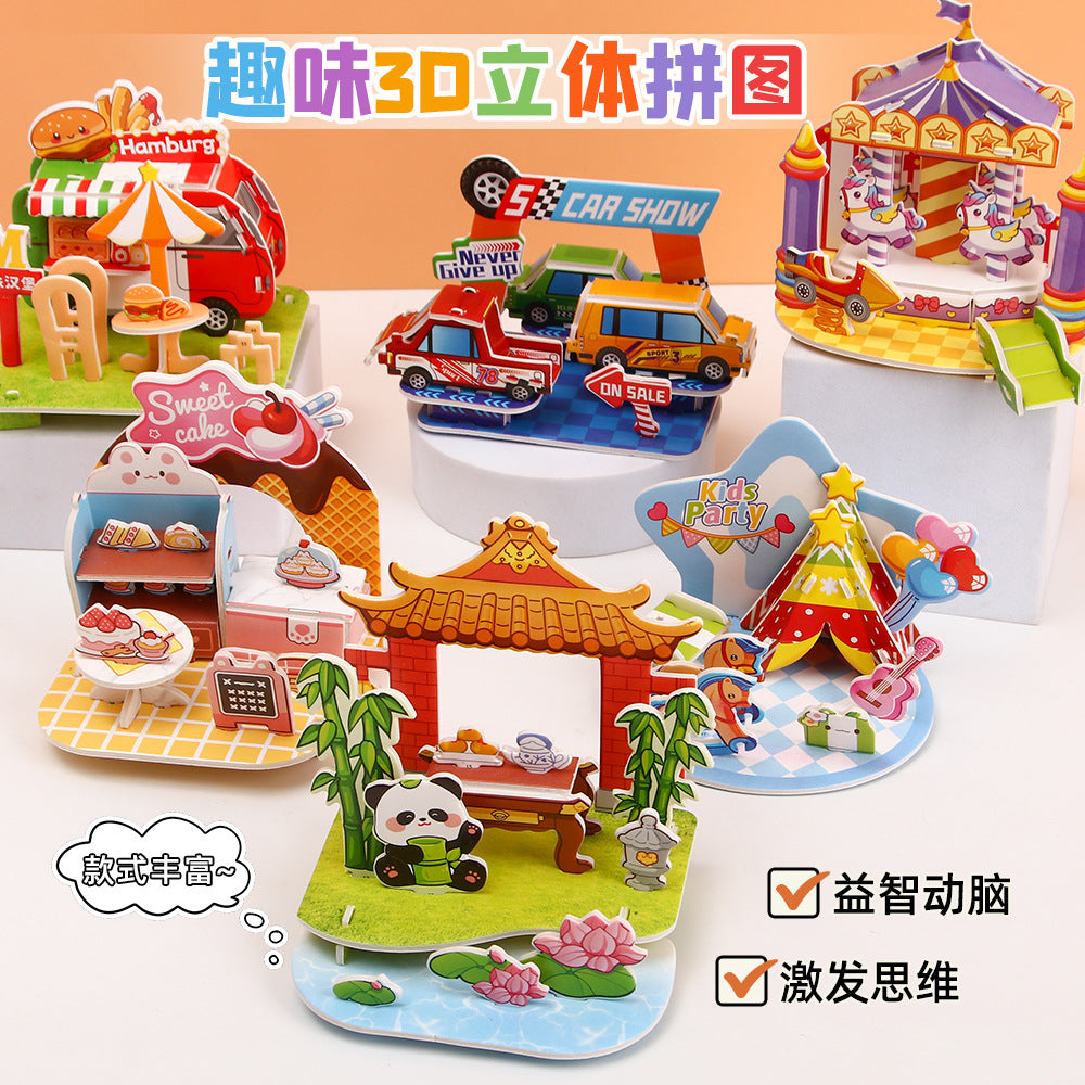 3D Paper House Puzzle DIY Model Educational Toy for Kids