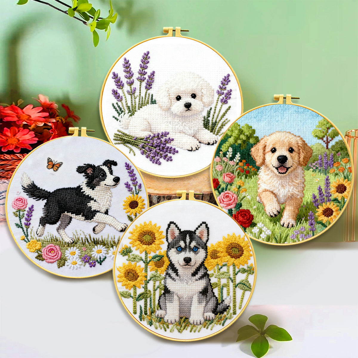 Dog Series Cross Stitch Kit with English Instructions