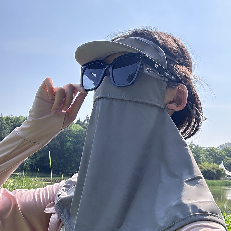 Detachable Brim Sun Protection Face Mask for Outdoor Activities and Driving, Full Face UV Protection Ice Silk