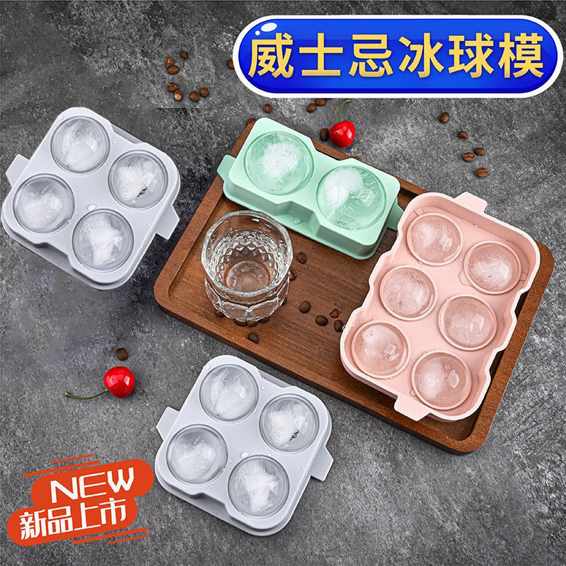 Silicone Ice Ball Mold with Lid for Whiskey and Home Bar, 2-Hole or 6-Hole Round Ice Cube Tray