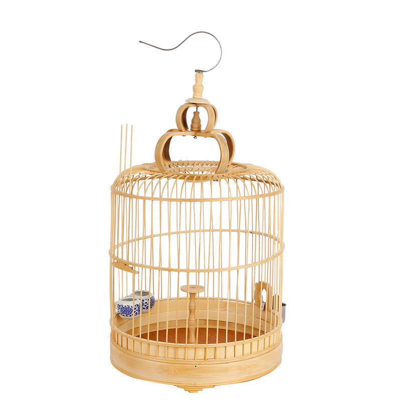 Bamboo Lark Bird Cage with Accessories - Compact Design for Small Birds